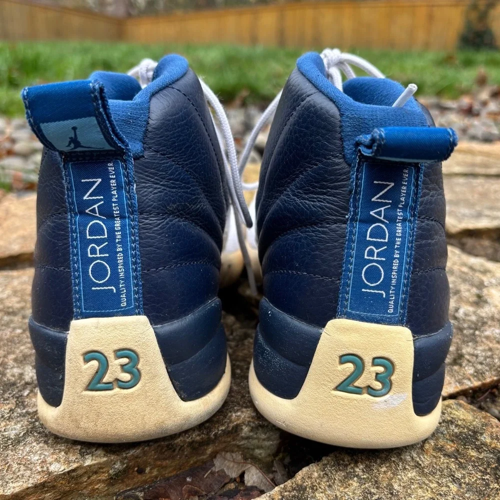 Air Jordan 12 Retro 2012 Obsidian White Navy Leather Men's Size 8 (130690-410)